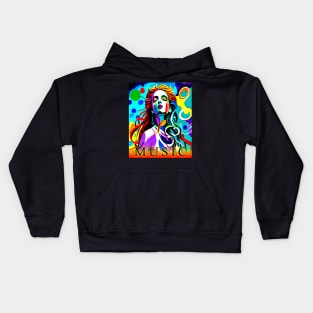 Beautiful Woman Music Vibes Kids Hoodie